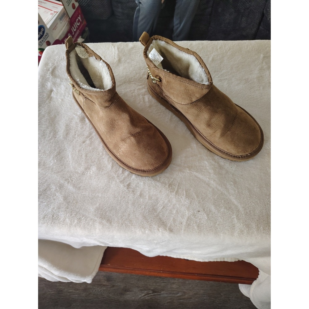 Guess WGTWINE-T Chestnut Brown Faux Fur Lined Chain Ankle Boots‎ Womens 8M